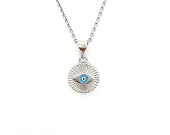 Sterling Silber Türkis Evil Eye Anhänger: Griechischer Glücksbringer