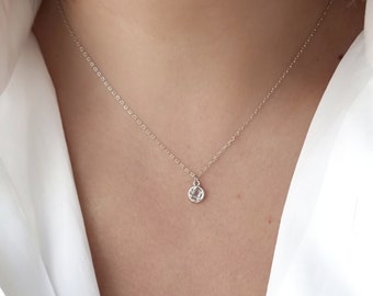 Solitaire Cubic Zirconia Hanger Zilveren Ketting Ketting. 925 Sterling Zilver. 925 Sterling Zilveren Ketting.