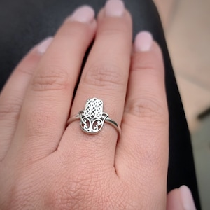 Silver Hamsa Ring.925 Sterling Silver. Hand of Fatima.Good Luck and Protection Jewellery.