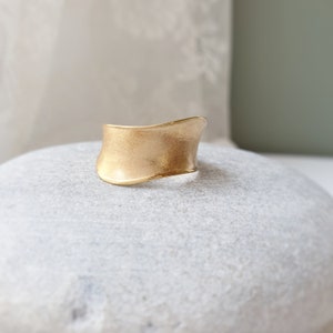 14K Modern Gold Ring. Statement Ring. 14K Yellow Solid Gold. Special Mat Gold Process. Abstract Design. image 4