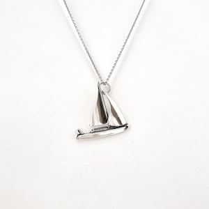 Silver Boat Pendant . 925 Sterling Silver.