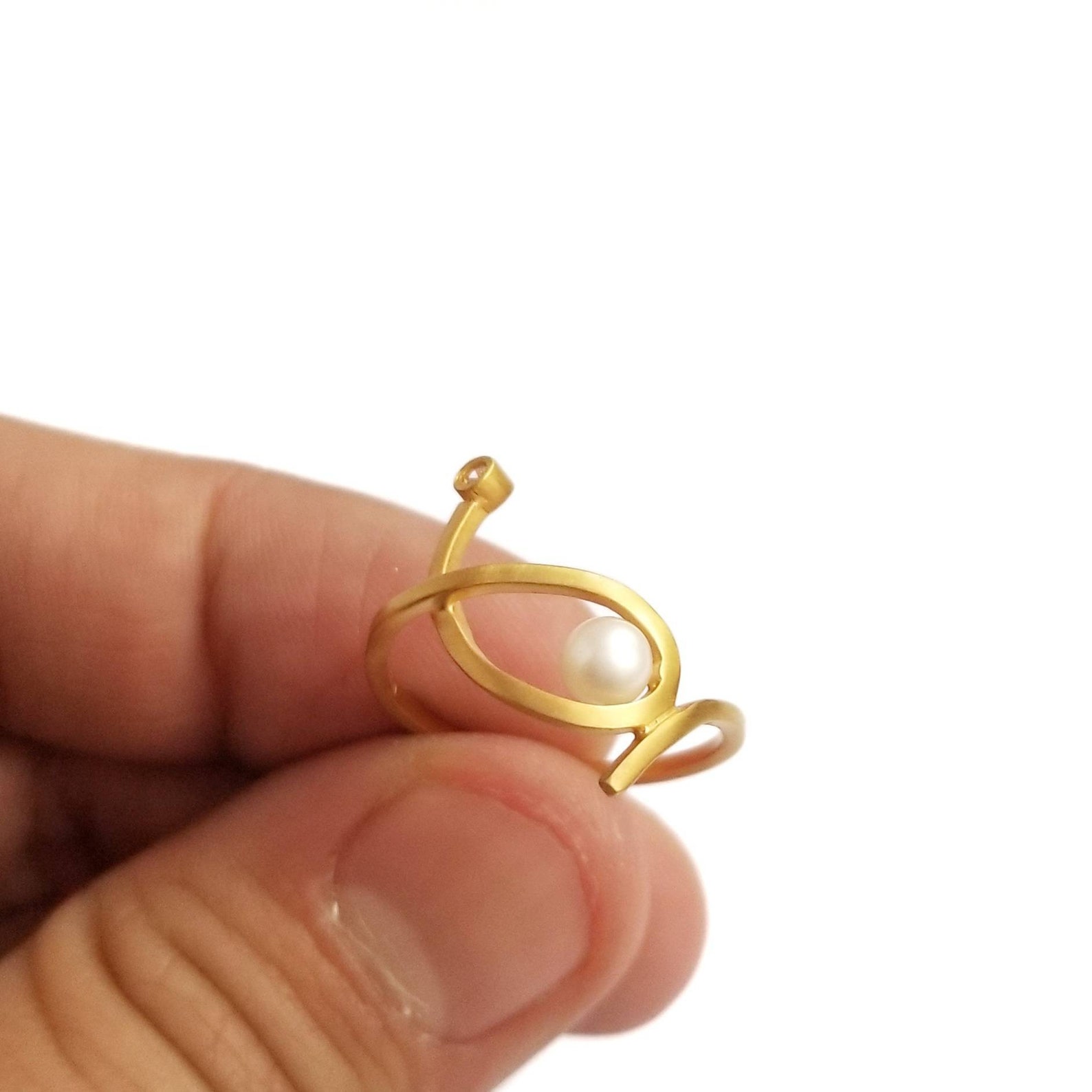 9ct Yellow Gold Freshwater Pearl Beaded Ring