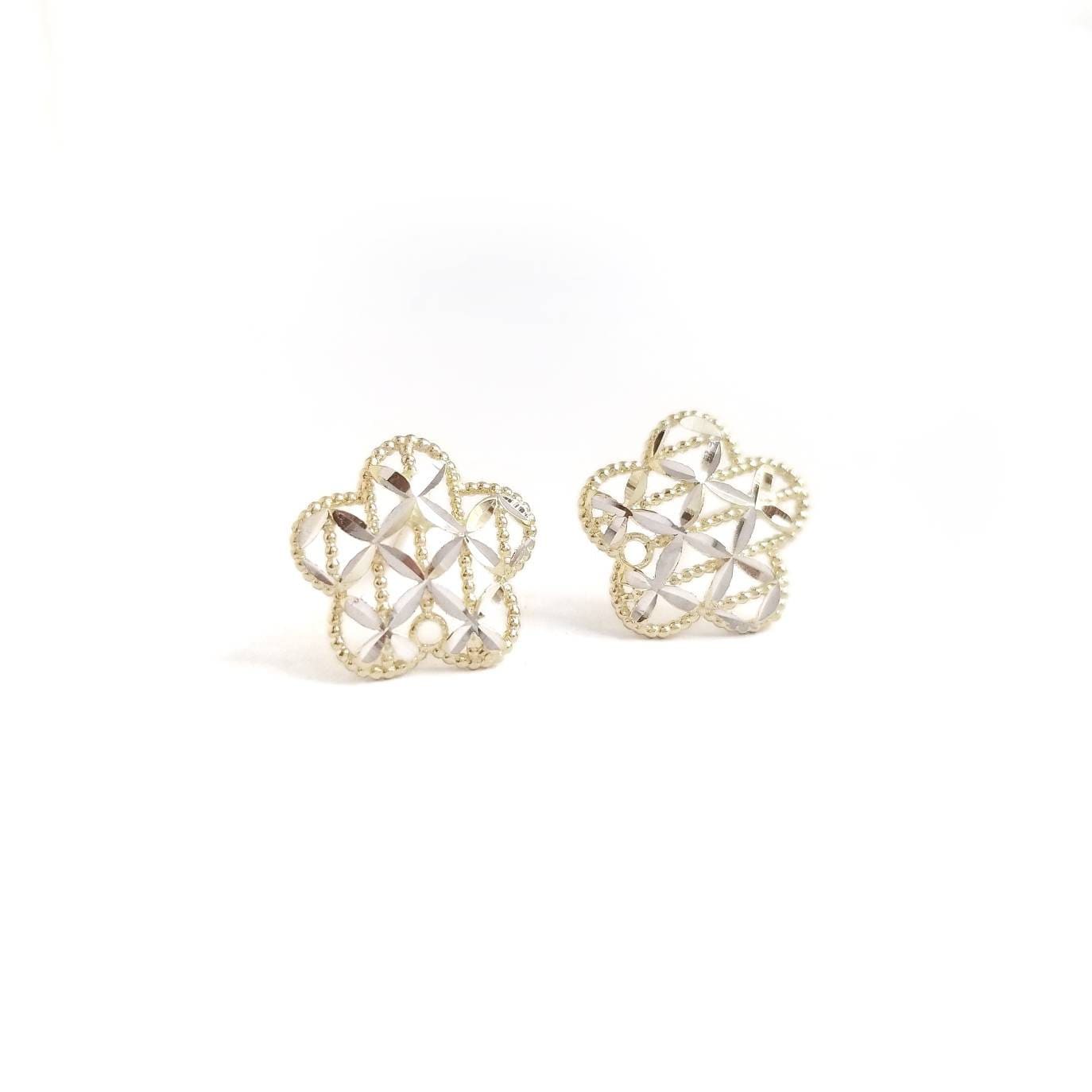 14K Large Flower Stud Earrings. 14K Yellow Solid Gold and Etsy Singapore