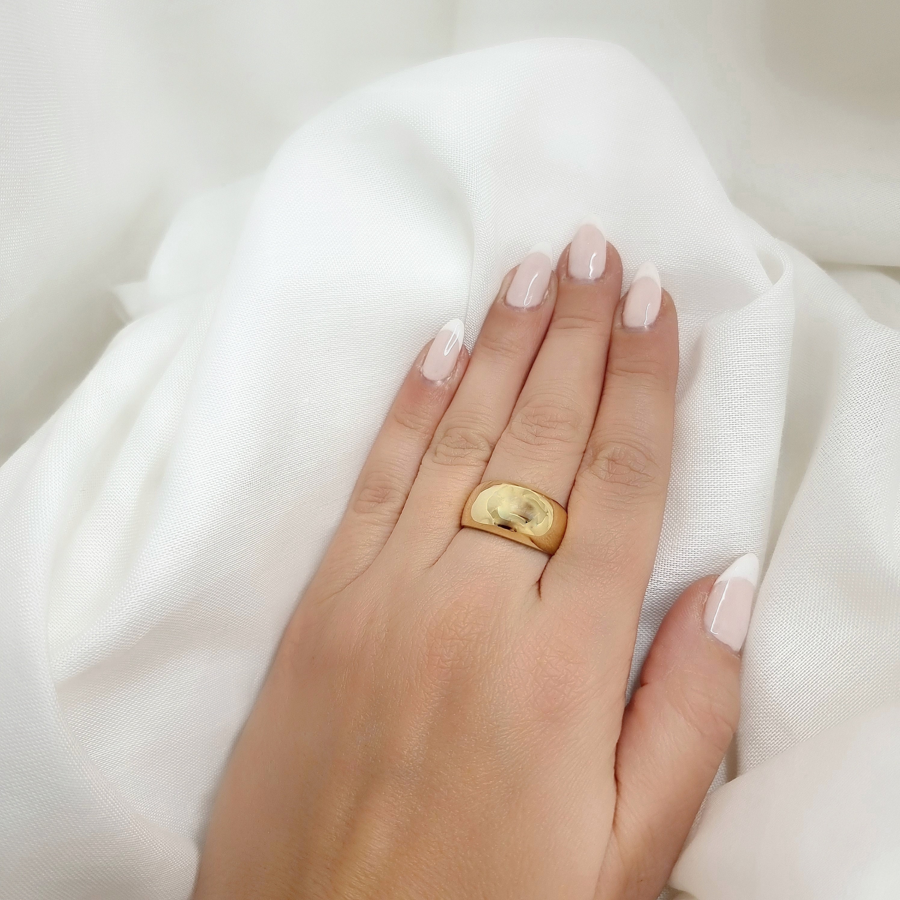 Bague en or moderne 14 carats. Sonnerie de d claration. Or massif
