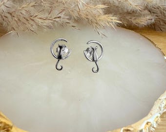 Orecchini Luna in Argento 925/1000 - Borchie Luna - Chips Luna d'Argento - Italia
