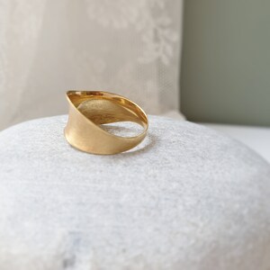 14K Modern Gold Ring. Statement Ring. 14K Yellow Solid Gold. Special Mat Gold Process. Abstract Design. image 2