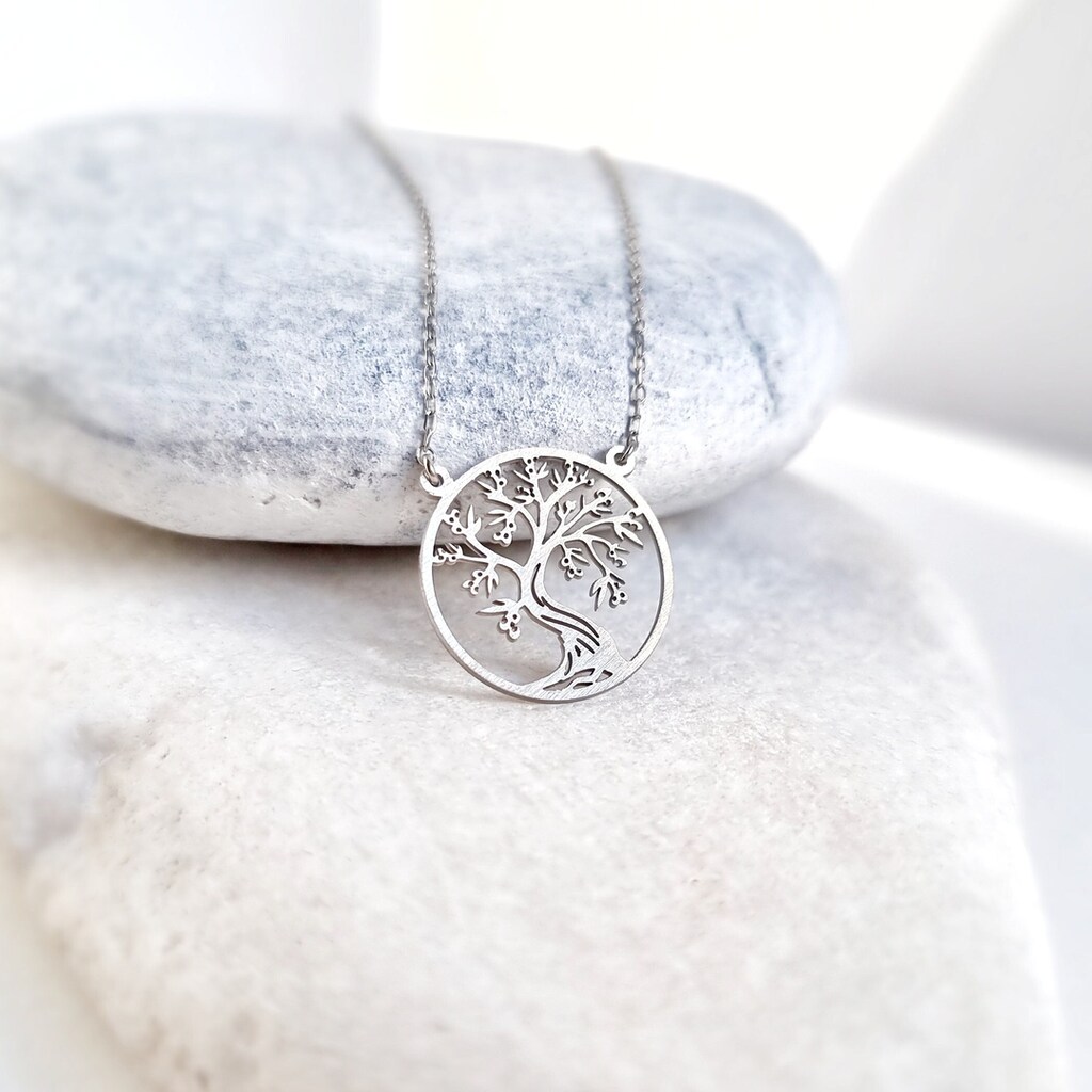 Jiamiaoi Collana Albero Della Vita In Argento 925 Con Zircone - Ciondolo Con Catena 18''