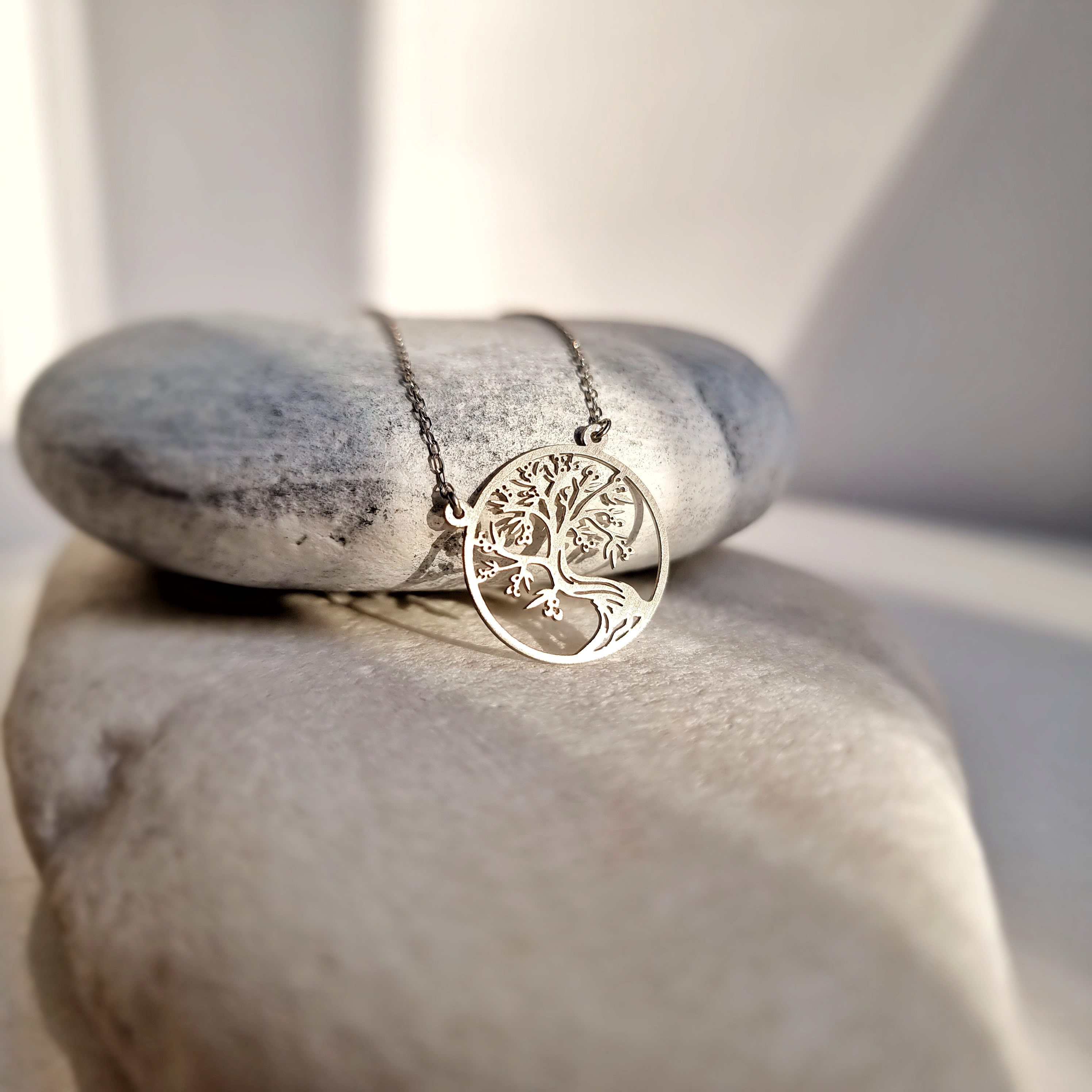 Jiamiaoi Collana Albero Della Vita In Argento 925 Con Zircone - Ciondolo Con Catena 18''