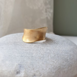 14K Modern Gold Ring. Statement Ring. 14K Yellow Solid Gold. Special Mat Gold Process. Abstract Design. image 1