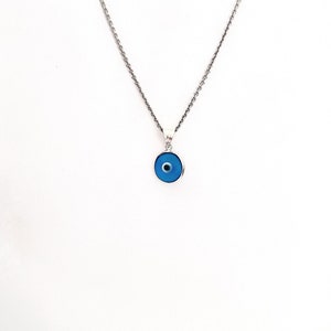 Sterling Silver Greek Evil Eye Pendant: Blue Murano Glass Charm Good Luck Protection Charm