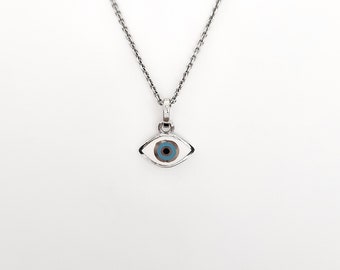 Sterling Silber Griechisch Evil Eye Anhänger: Weißer Emaille Schutz Charm