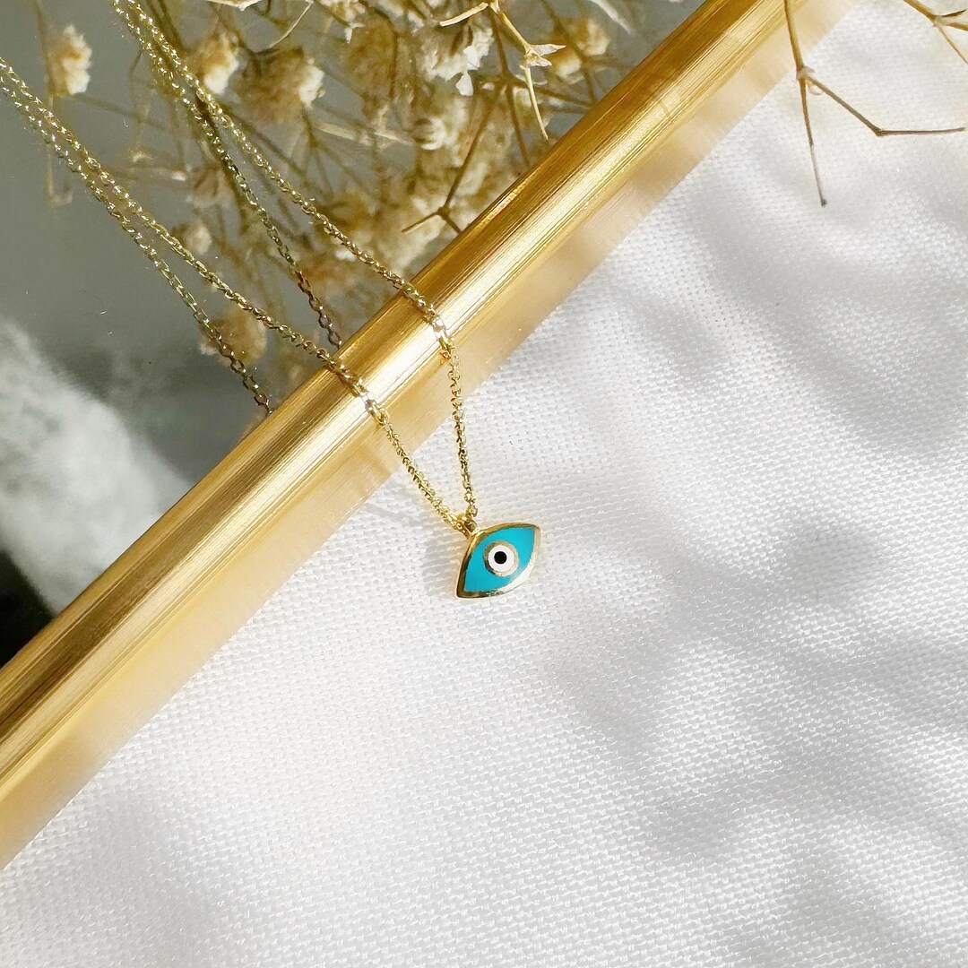 Kelistom Collana Placcata Oro 14K Con Ciondolo Malocchio Rotondo - Gioiello Bohémien Con Zirconi, Protezione Greco Turca, Per Donne E Uomini