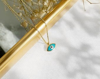 Collana in argento Sterling S925 con occhi azzurri, amuleto da donna, regalo di compleanno per lei, in argento Sterling e zirconia cubica, Argento