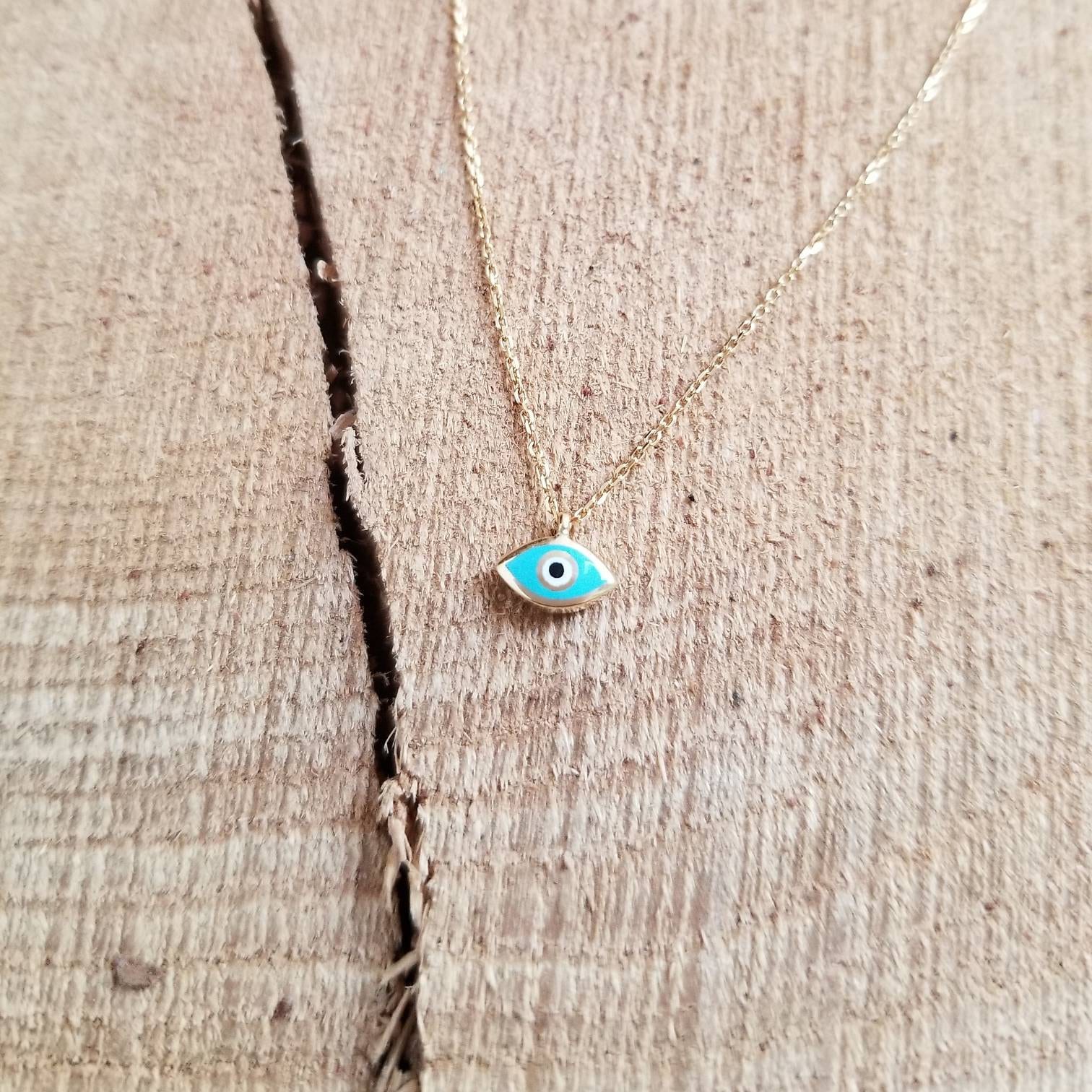 Kelistom Collana Placcata Oro 14K Con Ciondolo Malocchio Rotondo - Gioiello Bohémien Con Zirconi, Protezione Greco Turca, Per Donne E Uomini