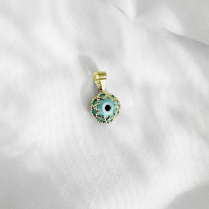 14K or 9K Gold Greek Evil Eye Pendant. 14K Yellow Solid Gold.Blue Evil Eye. Protection and Good Luck Charm