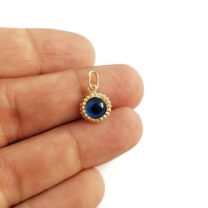14K or 9K Gold Greek Evil Eye Pendant. 14K Yellow Solid Gold.Blue Murano. Protection and Good Luck Charm