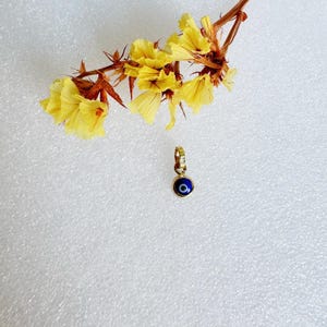 14K Solid Gold Greek Evil Eye Pendant - Dark Blue Protection Good Luck Charm
