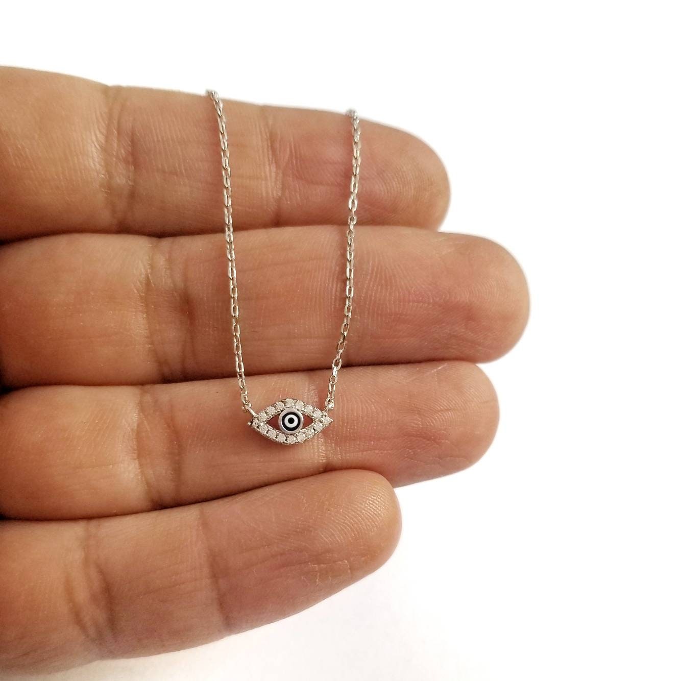 Ezviz Bc1c Set Collana Argento Malocchio Blu, Collana Di