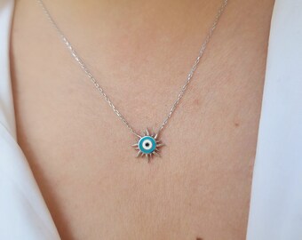 Collana In Argento Sterling Con Sole E Malocchio: Ciondolo In - Foto 7