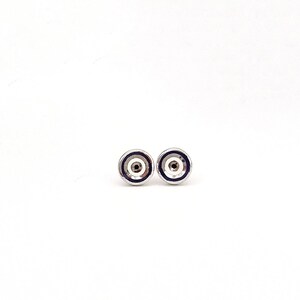 Dark Blue and White Evil Eye Earrings Studs. 925 Sterling Silver. Round Evil Eye.Butterfly Clasps image 3