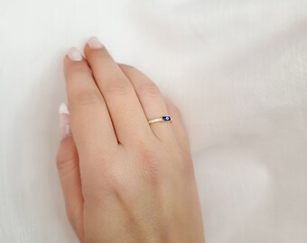 PERIMADE Anello A Fascia Malocchio Placcato Oro, In Argento