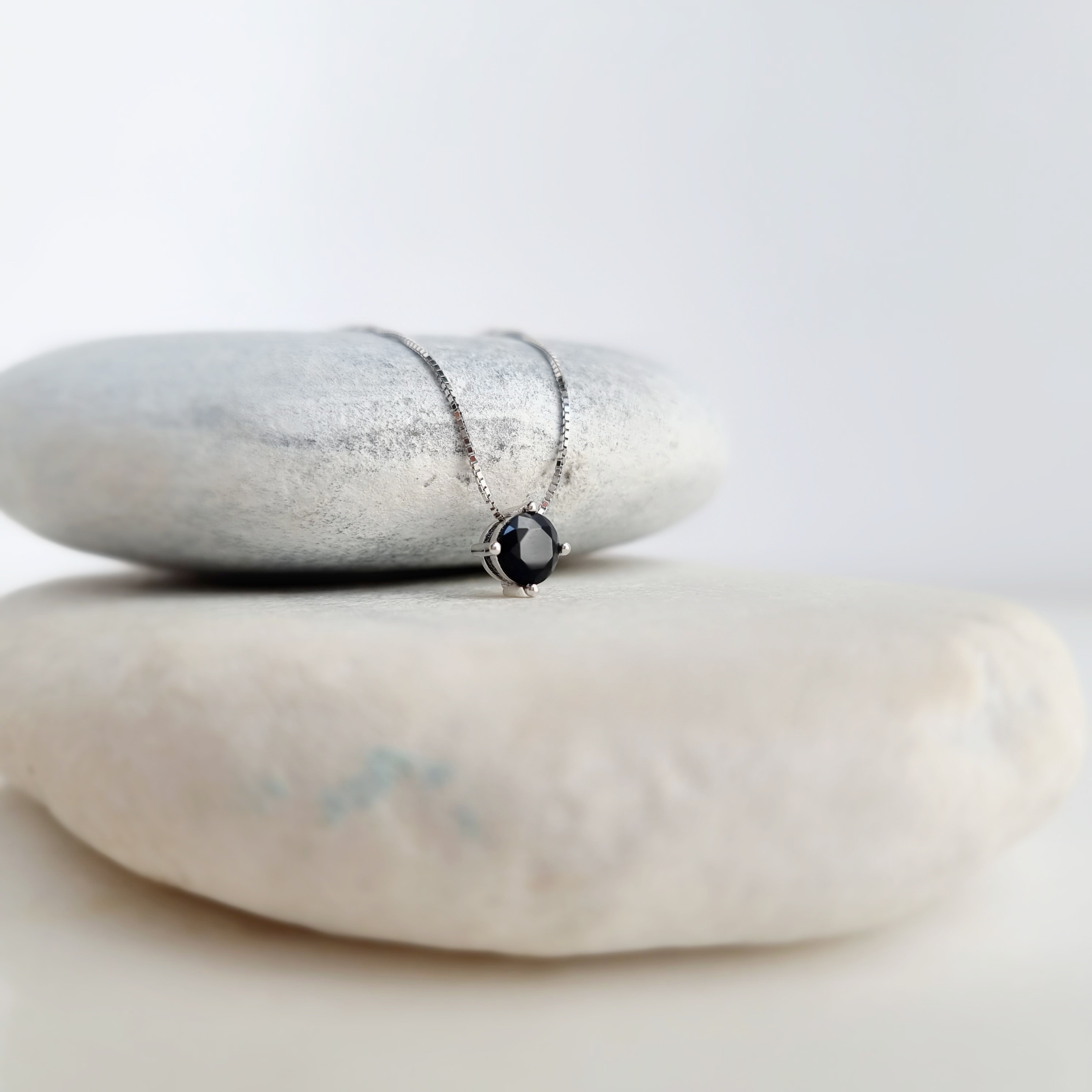 【BLACKPURPLE】Renin stone cubic chain necklace silver 60cm BLACKPURPLE (ブラックパープル) - Renin stone cubic chain