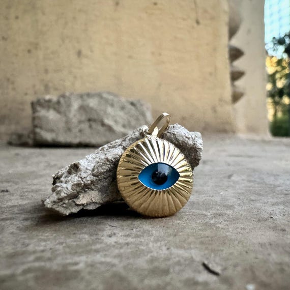 9K or 14K Gold Greek Evil Eye 9K Yellow Solid