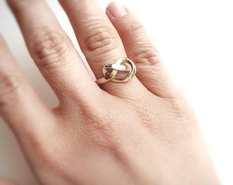14K Abstract Ring. 14K Yellow Solid Gold Ring.14K White Solid Gold.Modern.Minimalistic.