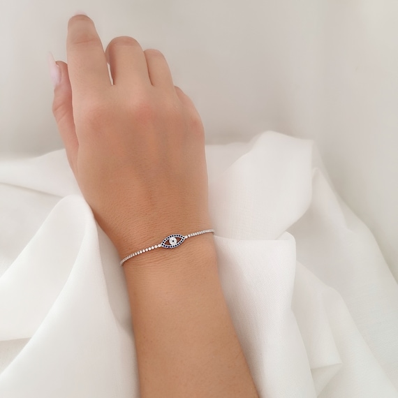 Bracciale tennis con diamanti rotondi di YouRock Jewels, bracciale in oro e argento con pietra portafortuna per donna, gioiello con diamanti perfetto, regalo di fidanzamento per lei - Italia
