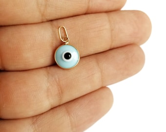 Wisiorek z greckim złym okiem wykonany ze złota próby 14K: emaliowany amulet przynoszący szczęście