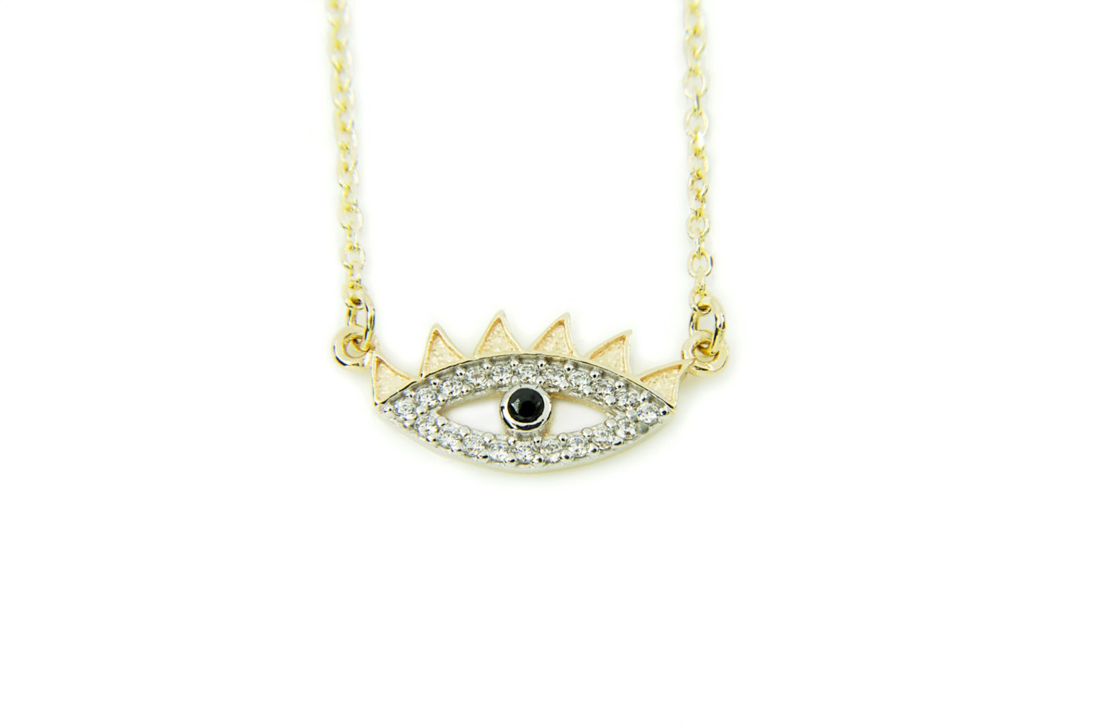 14k Greek Evil Eye Pendant Necklace 14k Yellow Solid Gold Etsy