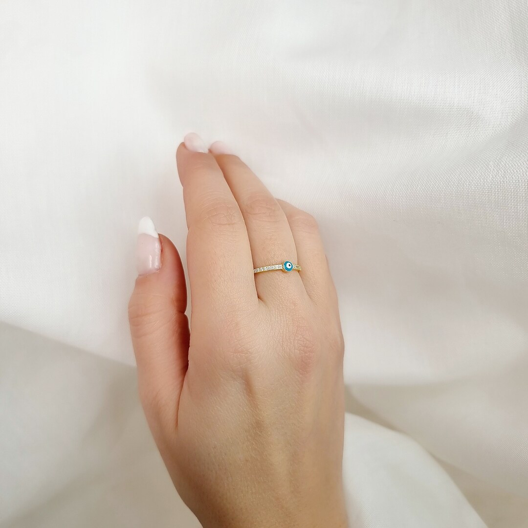 Anello con occhio malvagio greco turchese e Argento