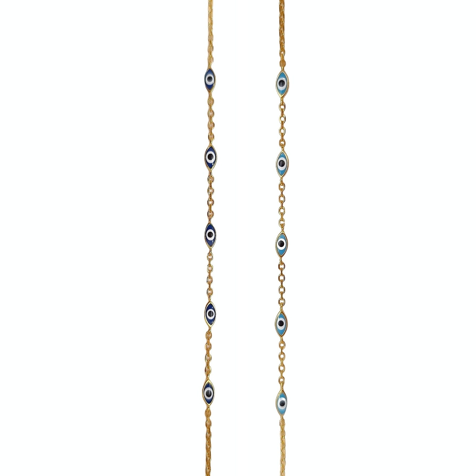 Bracciale con pavé di diamanti e occhio malvagio • Gioielli in argento sterling con zaffiri blu - Italia