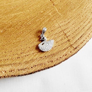 Schwan Anhänger Halskette. 925 Sterling Silber und Cubic Zirkonia. Keine Kette.