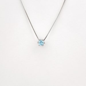Solitaire Aquamarine Farbe Cubic Zirconia Anhänger Silber Halskette 925 Sterling Silber. 925 Sterling Silber Halskette.