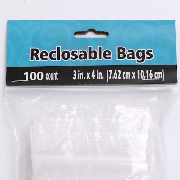 3"x4" Clear Reclosable Plastic Bags, 100 pieces, Zip Lock Plastic Bags, 7.62cmx10.16cm, Plastic Ziplock Bags, Clear Resealable Bags