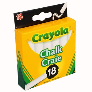 Crayola White Chalk, 18 Count Sidwalk Chalk, Chalkboard Supplies, Kids Chalk Set, 18 piece Chalk, 3.25 inch White Crayola Chalk Sticks