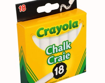 Crayola White Chalk, 18 Count Sidwalk Chalk, Chalkboard Supplies, Kids Chalk Set, 18 piece Chalk, 3.25 inch Multi-colored Chalk Sticks