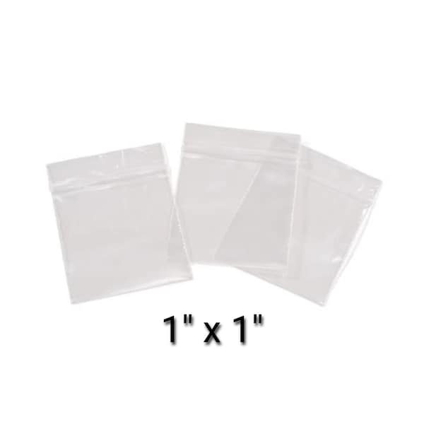 1"x 1" Reclosable Plastic Bags, Small Ziplock Bags, 100 Piece Package, Clear Resealable Bags, Tiny One by One Inch Clear Plastic Baggies