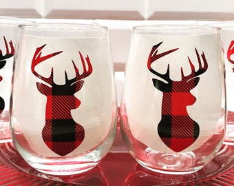 buffalo plaid wine bolsa