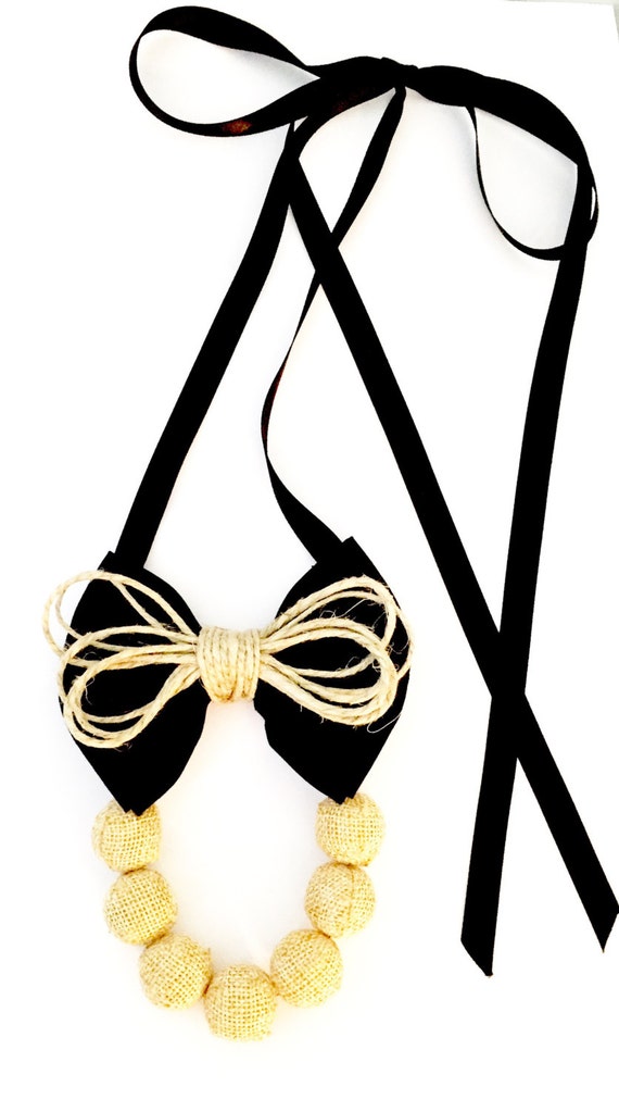 Twine Jewelry Black bow tie necklace Twine Necklace Hemp Etsy