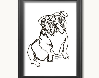 English Bulldog, Dog Outline, Dog Line Art, Dog Pop Art, One Line Drawing,Single Line Art,Dog Sketch,Animal Sketch,Picasso Dog,Face line art