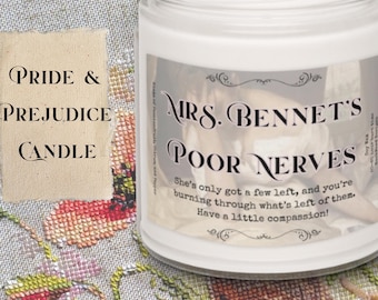 Mrs. Bennet's Nerves Soy Candle, Pride and Prejudice Bookish Decor