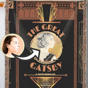 Great Gatsby Woven Blanket, Custom Portrait Throw - Personalized Gift, Vintage Decor, Home Textile, Custom Blanket, Wall Tapestry