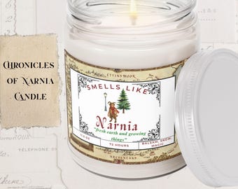Narnia Inspired Soy Candle, Fresh Earth Winter Woods Scent, Fantasy Book Lover Gift
