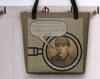 Sherlock Holmes Literary Quote Canvas Tote | Bibliophile Gift Bag | Reusable Book Shopper | Library Carry-All