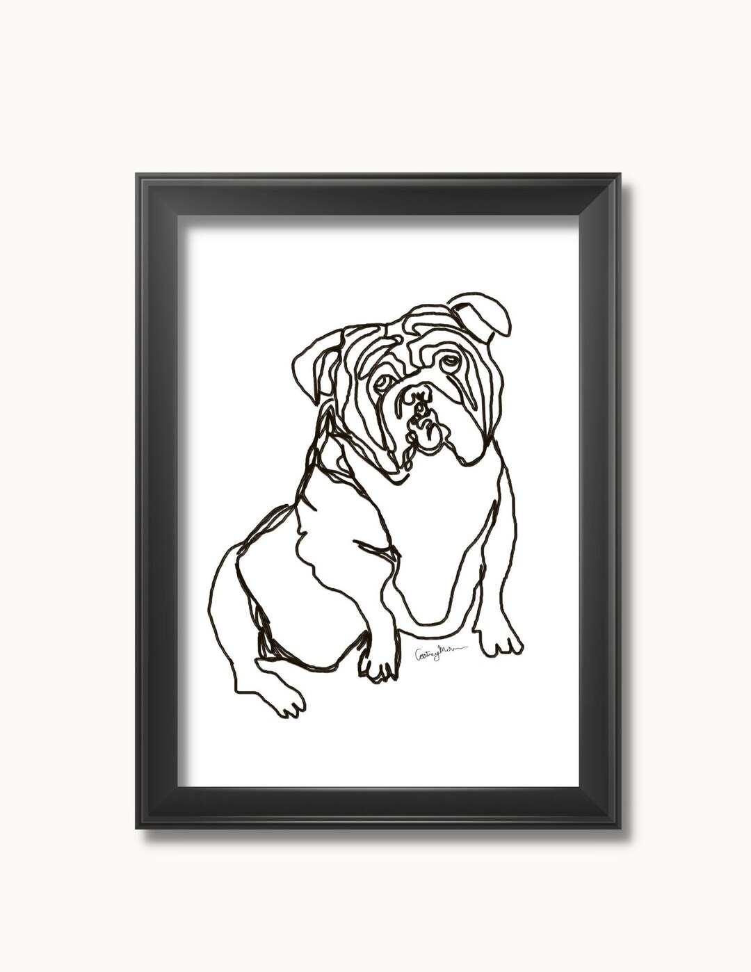 English Bulldog, Dog Outline, Dog Line Art, Dog Pop Art, One Line