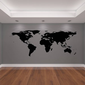 Large world map - map vinyl decal - world map decals - office world map D00104