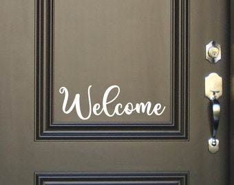 Welcome Door Decal: Script Lettering for Front Door Decor