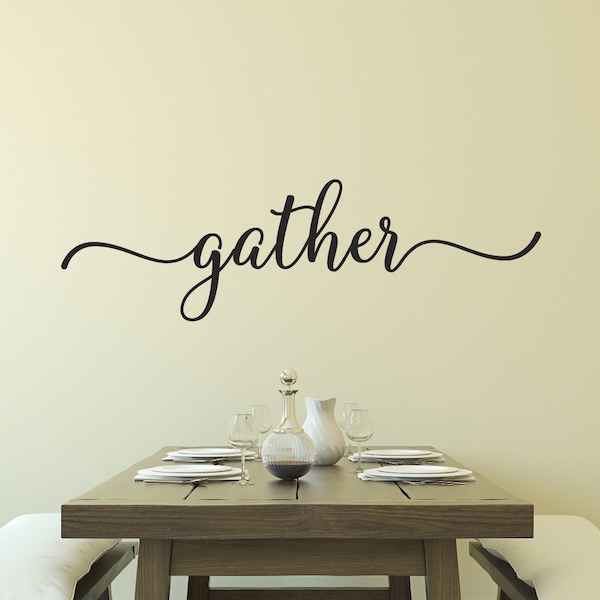 Gather wall sticker - dining room wall art - gather sign family wall decal - Thanksgiving decor D00645